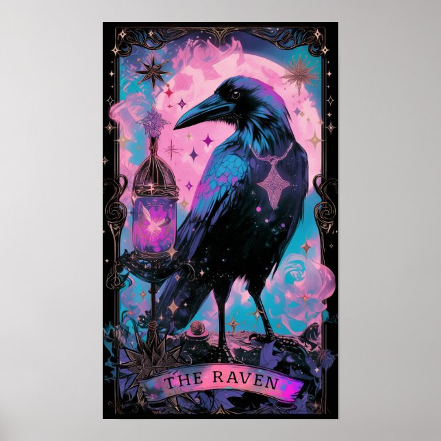 Póster El Poster de brujería de Raven Tarot Card (Frente)