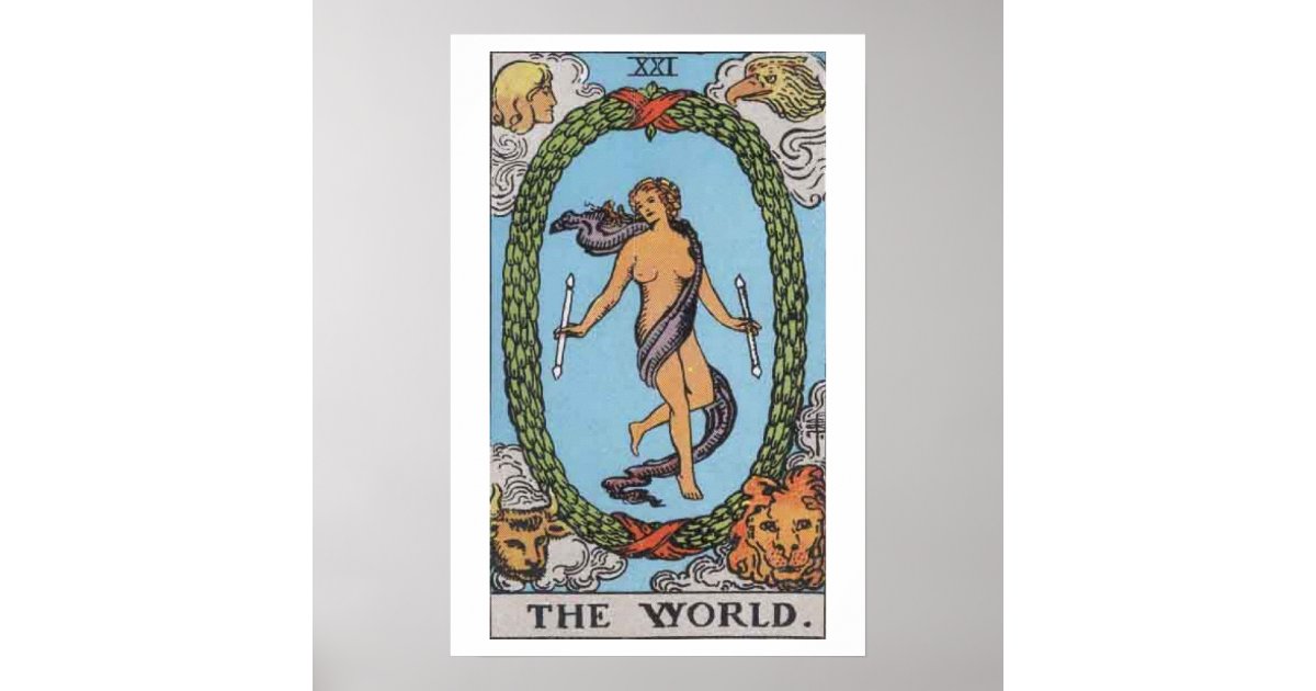 Póster El Poster De La Carta De Tarot Del Mundo Zazzlees 6294