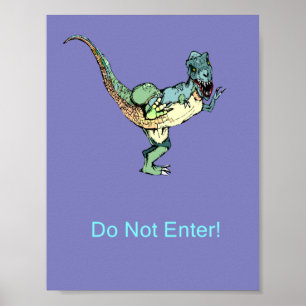 Póster ¡El Poster de la puerta no entra! - Dinosaurio
