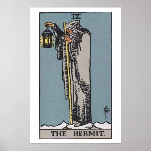 Póster El Poster de la tarjeta Tarot de Hermit (Frente)