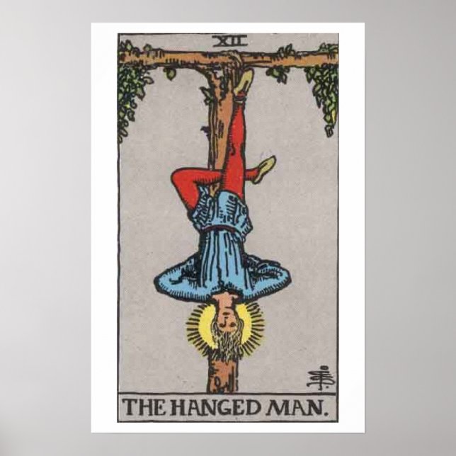 Póster El Poster de la Tarjeta Tarot de Hombre Colgado (Frente)