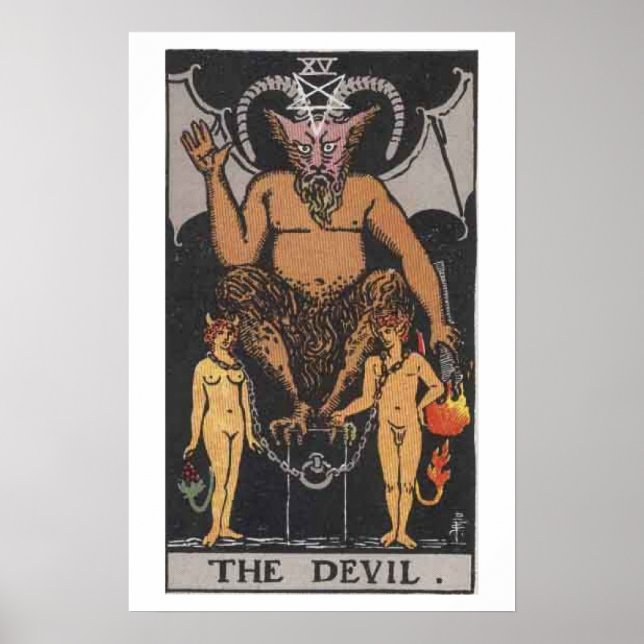Póster El Poster de la tarjeta Tarot del diablo (Frente)