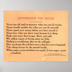 Póster El Poster de las Diez Reglas de Jefferson