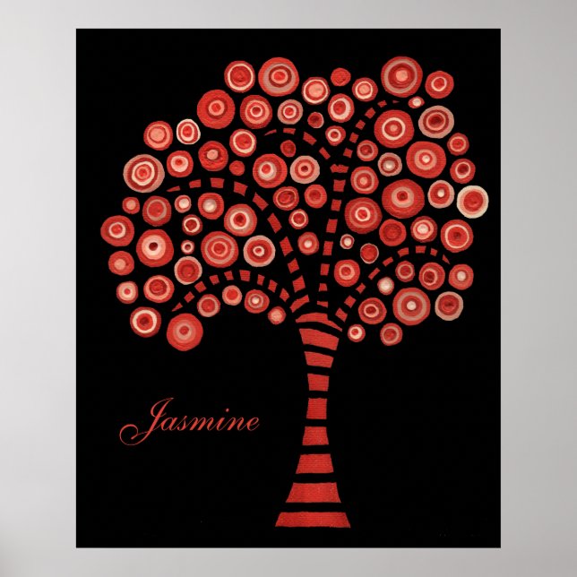 Póster El Poster de lienzos de pintura mural Red Tree Nam (Frente)