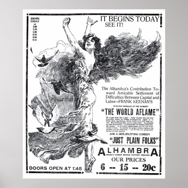 Póster El poster de películas antiguas de 1919 'The World (Frente)
