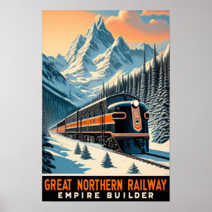 Póster El Poster de trenes de época Empire Builder