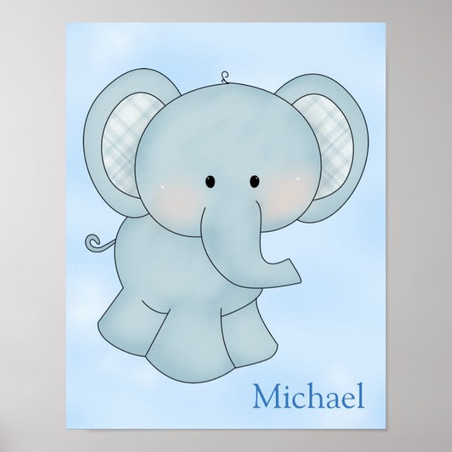 Póster El Poster de un niño cute elefante azul (Frente)