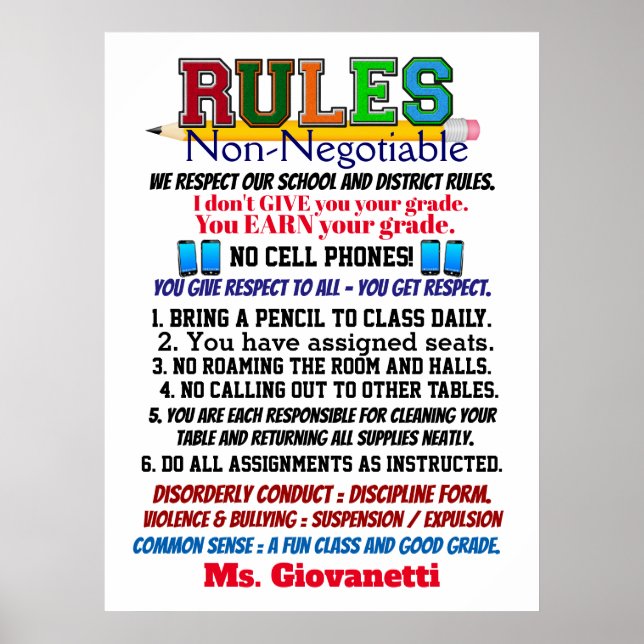 Póster El Poster de un profesor de la escuela de nueva ve (Frente)