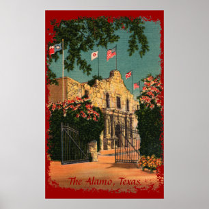 Póster El Poster del Álamo Vintage Texas