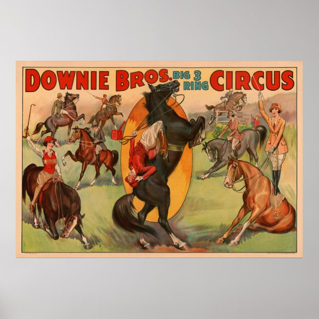 Póster El Poster Del Circo Mostrando Muchos Caballos Haci (Frente)