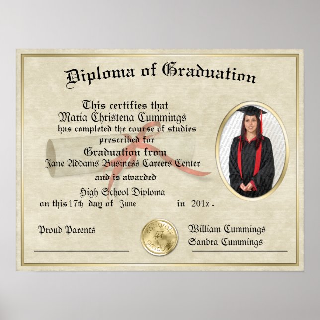 Póster El Poster del Diploma de Regalo de Graduado (Frente)