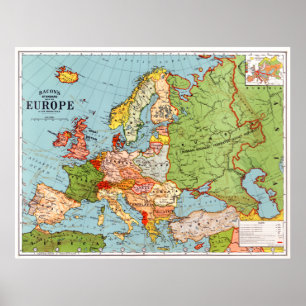 Póster El Poster del mapa de Europa de Bacon