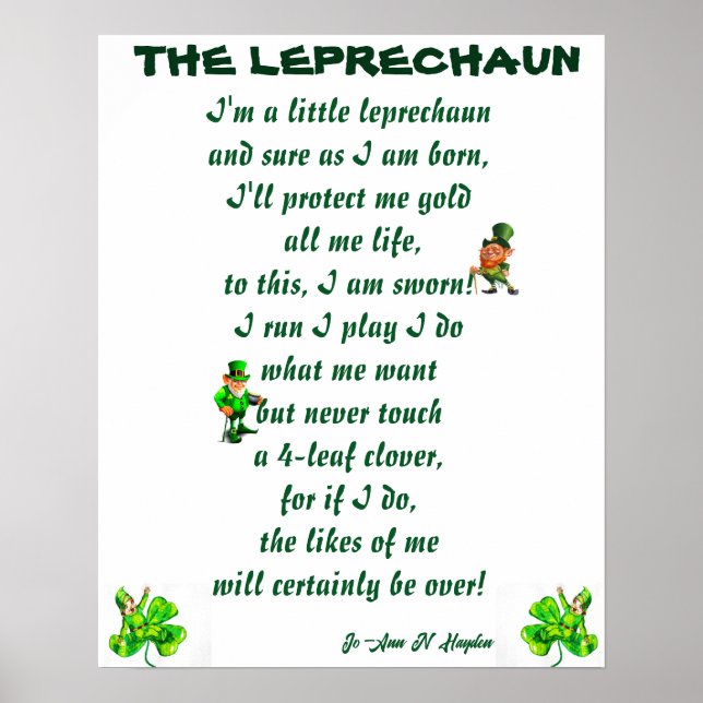 PÓSTER EL POSTER DEL POEMA LEPRECHAUN (Frente)