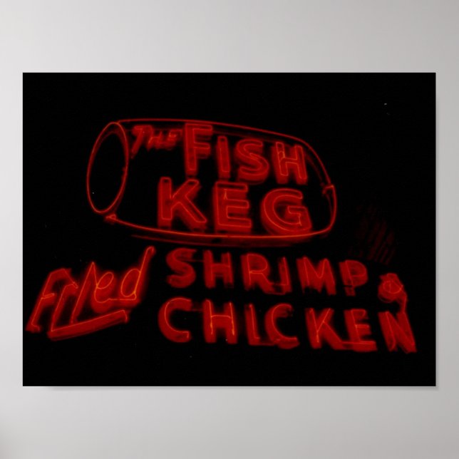 Póster El Poster del Rótulo Neon de Pescado Keg (Frente)