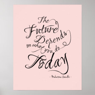 Póster El poster inspirado de la caligrafía rosada futura