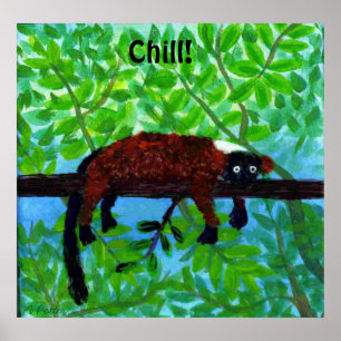 Póster ¡El Poster Lemur Rojo Chill!