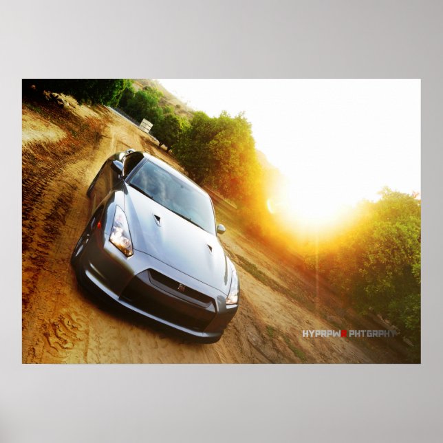 Póster El Poster "Mandarín" imprime Nissan GT-R en Grove (Frente)