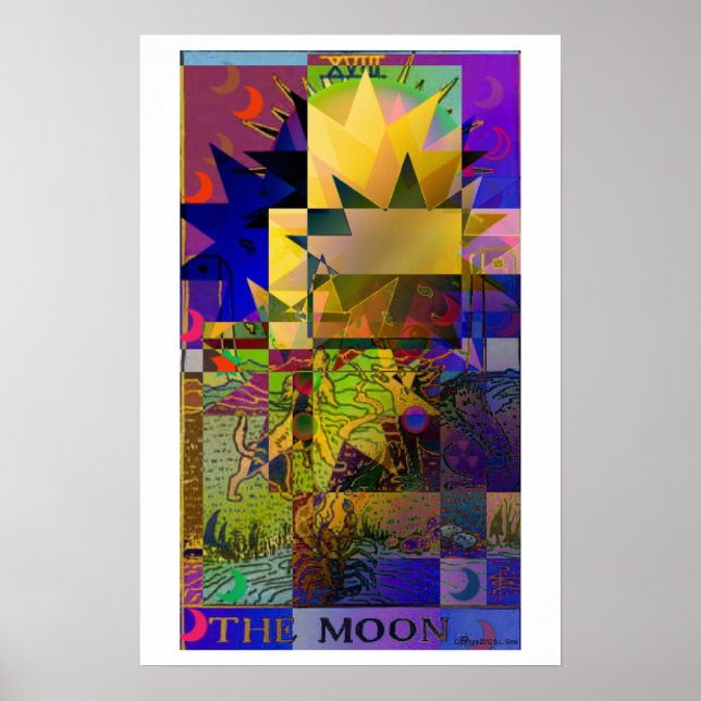 Póster El Poster psicodélico de la tarjeta Moon Tarot (Frente)
