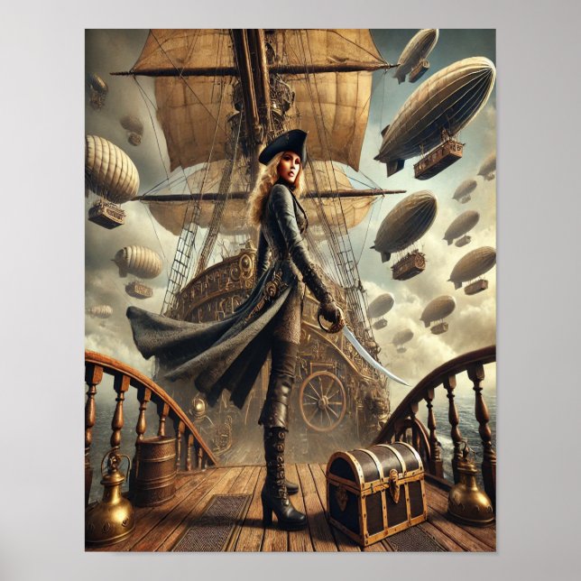 Póster El Poster Steampunk 54 La Reina del Pirata Aéreo (Frente)