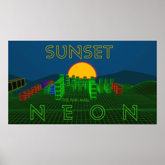 Póster El Poster "SUNSET NEON" del Rad Mall (30" x 16,88" (Frente)