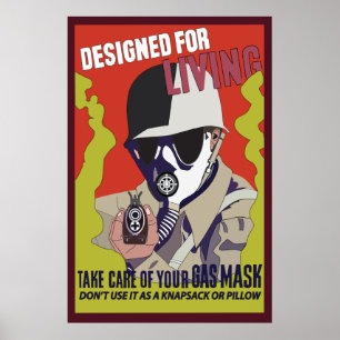 Póster el poster ww2 toma cuidado de su careta antigás