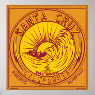 Póster El practicar surf de Santa Cruz California