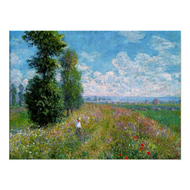 Póster El prado con álamos de Claude Monet (Anverso)