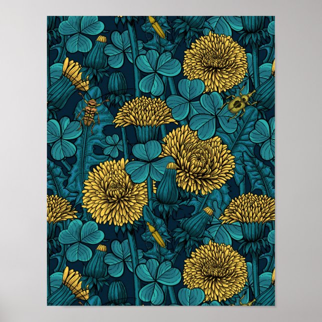 Póster El prado en amarillo y azul (Frente)