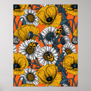 Póster El prado en amarillo y azul