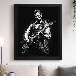 Póster El presidente Abraham Lincoln tocando la guitarra