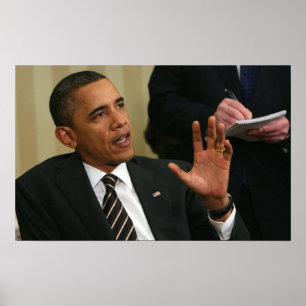 Póster El presidente Barack Obama habla con la prensa