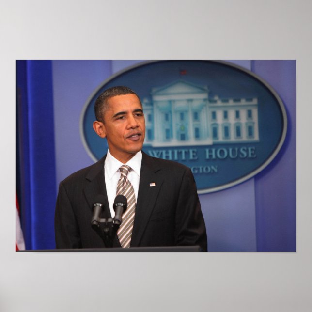 Póster El presidente Barack Obama hace un anuncio (Frente)