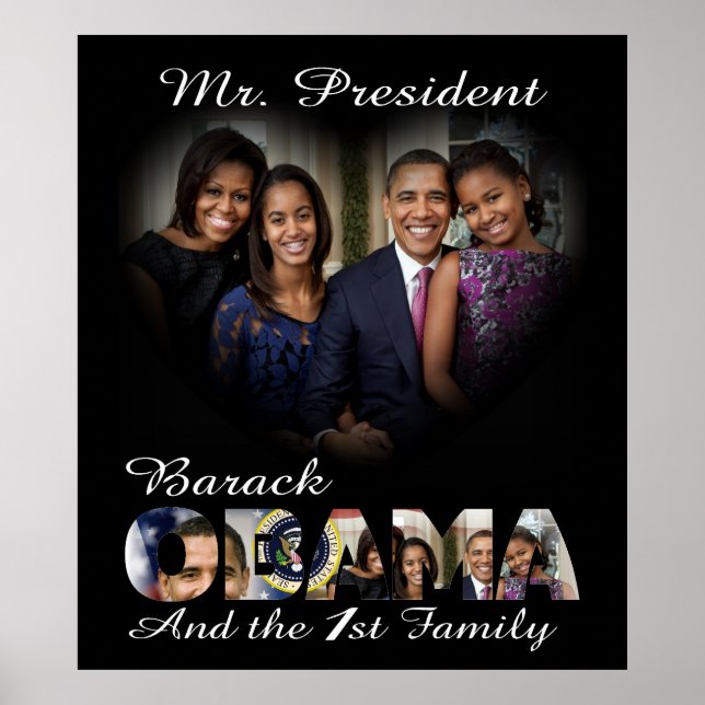 Póster El presidente Barack Obama y la primera familia (Frente)