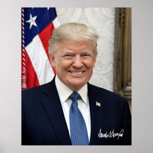 Póster El presidente Donald Trump con su firma