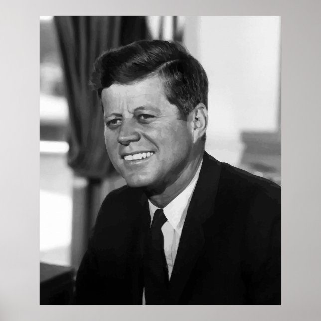 Póster El Presidente Kennedy En Blanco Y Negro (Frente)