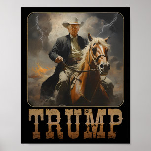 Póster El presidente Trump 2024 monta a caballo en U occi