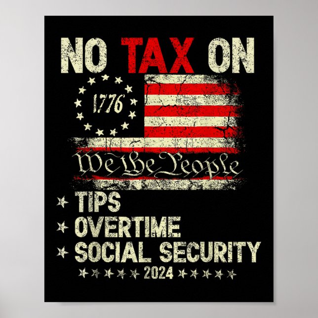 Póster El Presidente Trump 2024 No Impuesto A Las Tips En (Frente)