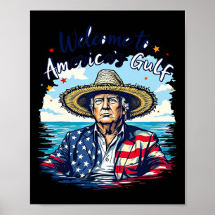 Póster El presidente Trump con el sombrero ante el micróf