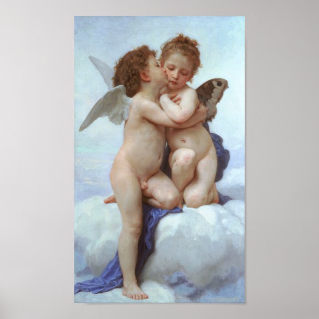 Póster El primer beso, amor y psique, Bouguereau (Frente)