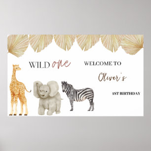 Póster El primer cumpleaños del tema del Safari salvaje