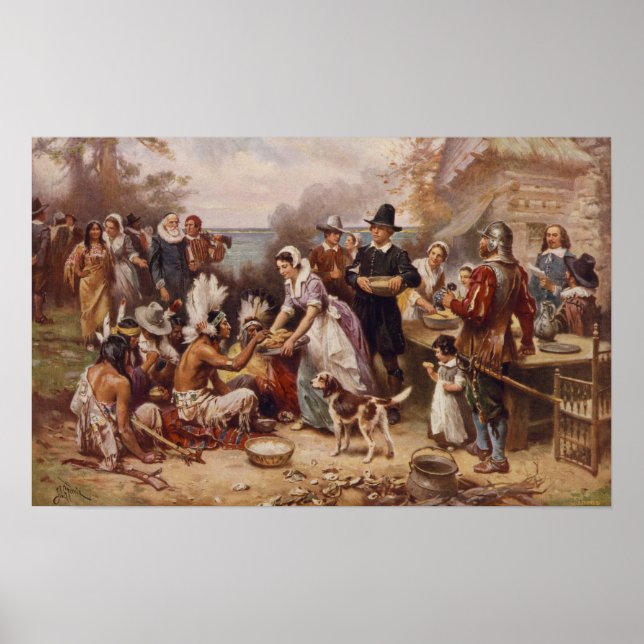 Póster El primer Día de Acción de Gracias 1621 | c.1932 (Frente)