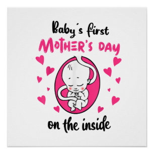 Póster El primer día de la madre del bebé en el interior