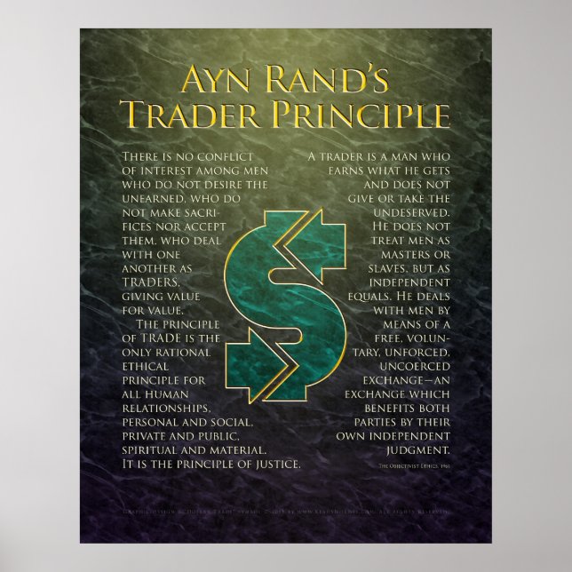 Póster El "principio del comerciante" de Ayn Rand (Frente)