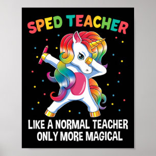Póster El Profesor De Educación Especial Dabbing Unicorn
