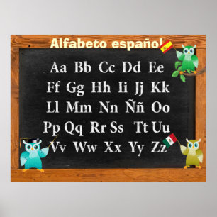 Póster El profesor Owl Buho Alfabeto español
