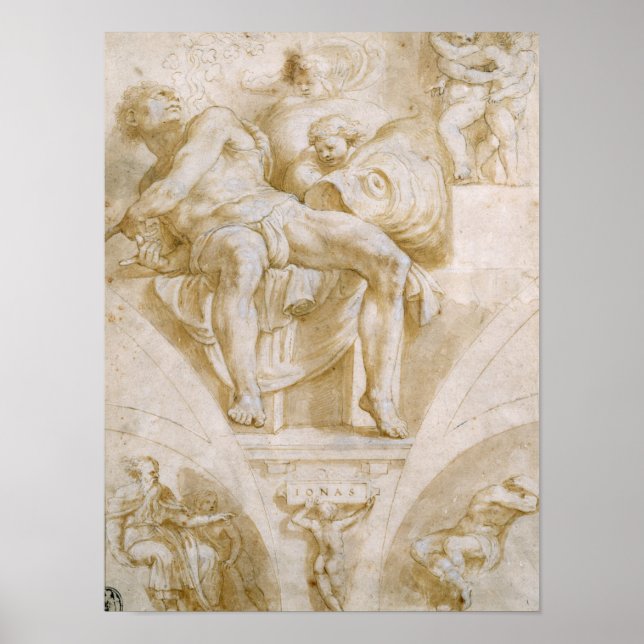 Póster El profeta Jonás y dos lunetas destruidas (Frente)