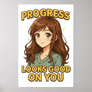 Póster El progreso se ve bien en tu PNG - Estilo anime