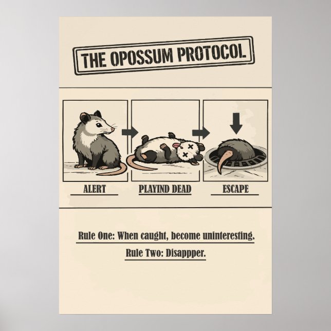 Póster El Protocolo del Zarigüeya Humor Retro (Frente)
