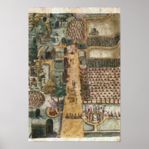 Póster El pueblo indio de Secoton, c.1570-80
