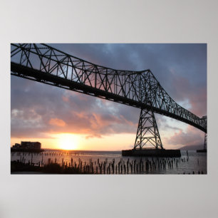 Póster El Puente Astoria-Megler Al Amanecer